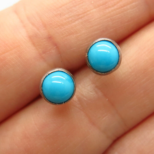 925 Sterling Silver Faux Turquoise Stud Earrings