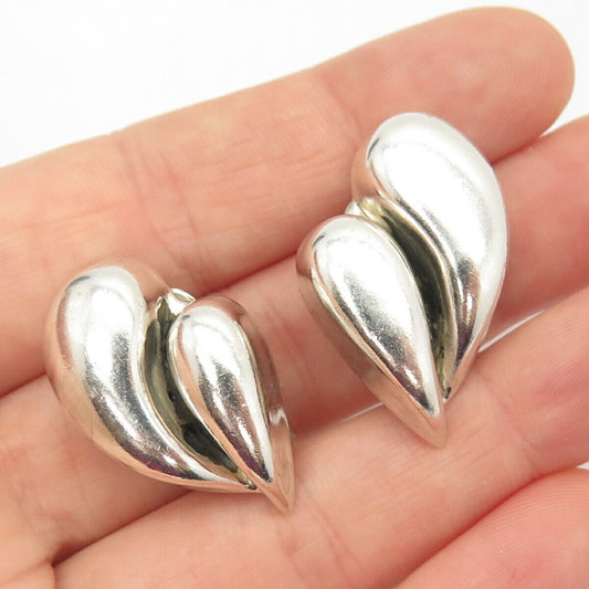 925 Sterling Silver Vintage Hollow Clip On Earrings