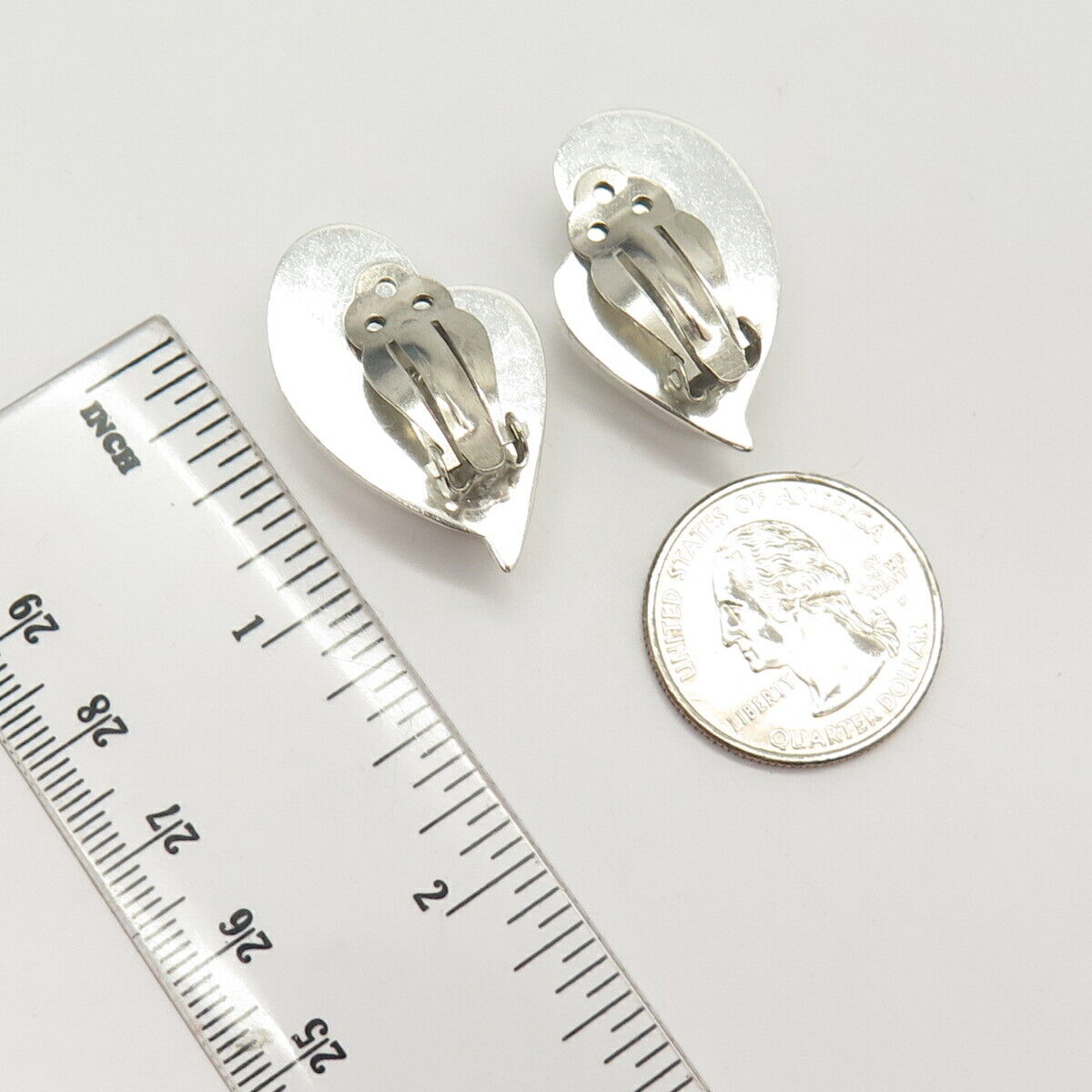 925 Sterling Silver Vintage Hollow Clip On Earrings