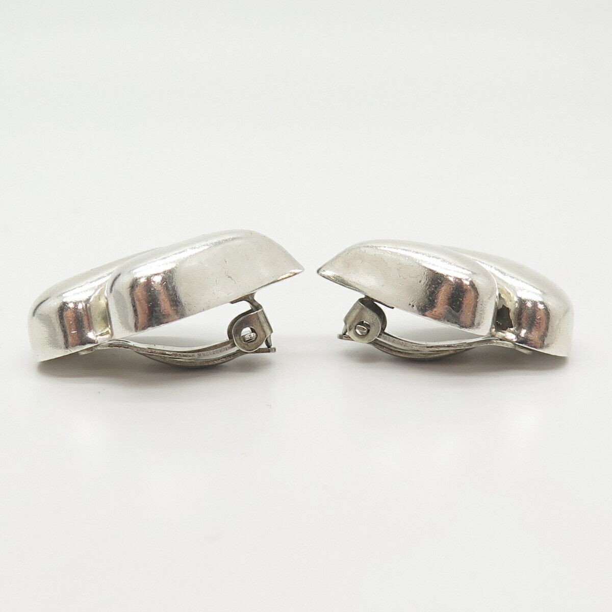 925 Sterling Silver Vintage Hollow Clip On Earrings