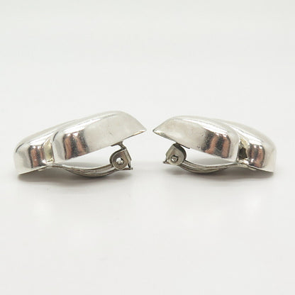 925 Sterling Silver Vintage Hollow Clip On Earrings