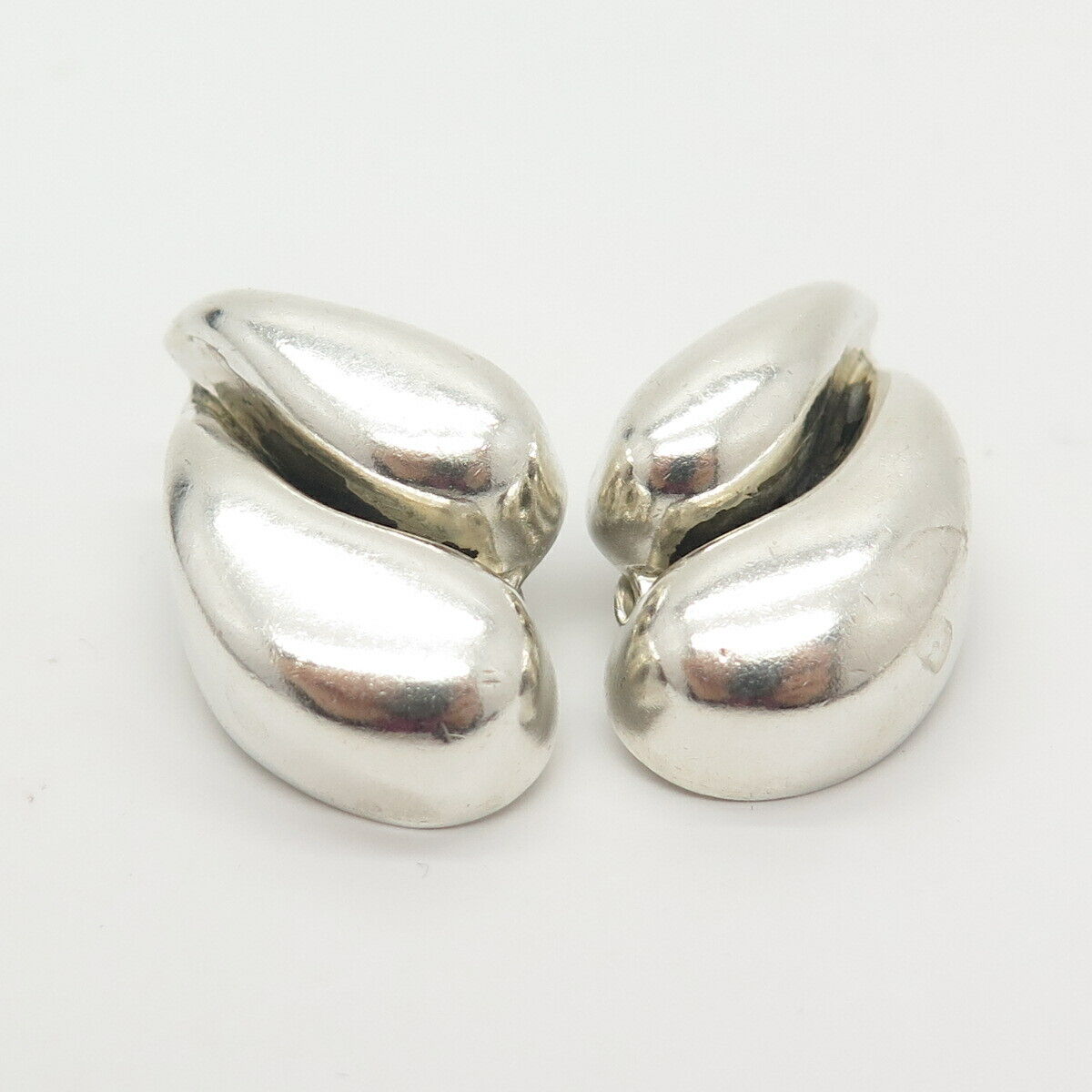 925 Sterling Silver Vintage Hollow Clip On Earrings