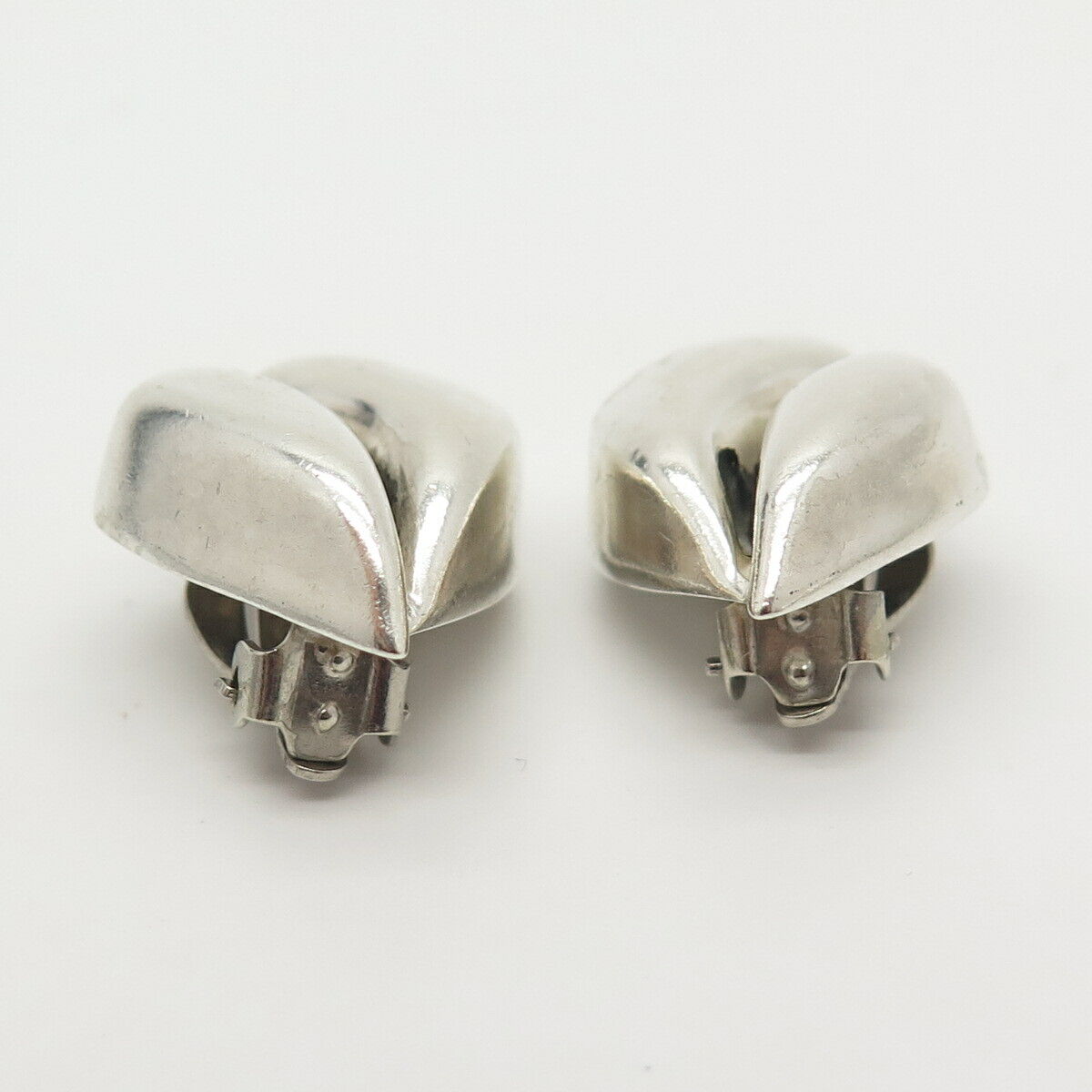 925 Sterling Silver Vintage Hollow Clip On Earrings