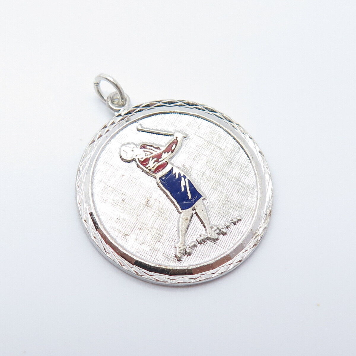 925 Sterling Silver Vintage Griffith & Sons Co Enamel Golf Player Charm Pendant