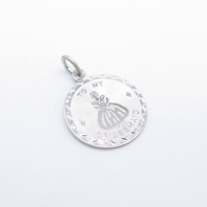 925 Sterling Silver Vintage "To My Bridesmaid" Charm Pendant