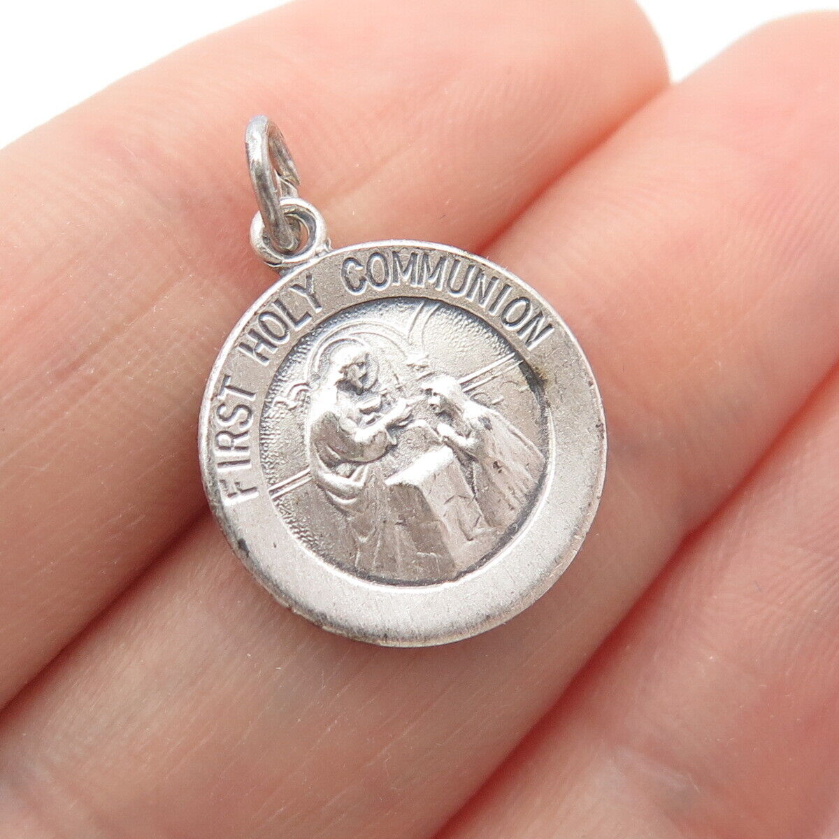 925 Sterling Silver Vintage "First Holy Communion" Charm Pendant