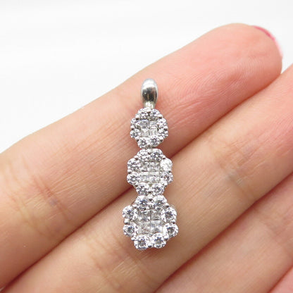 925 Sterling Silver Pave C Z Wand Pendant