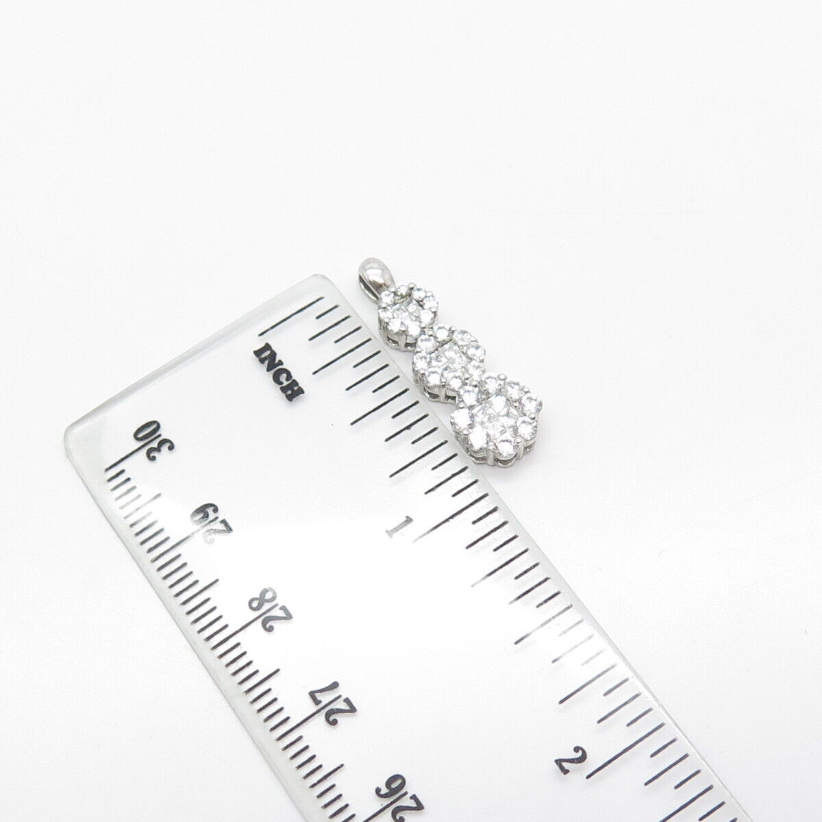 925 Sterling Silver Pave C Z Wand Pendant