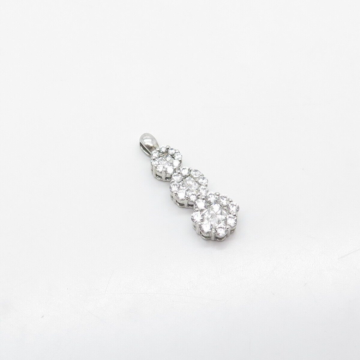 925 Sterling Silver Pave C Z Wand Pendant