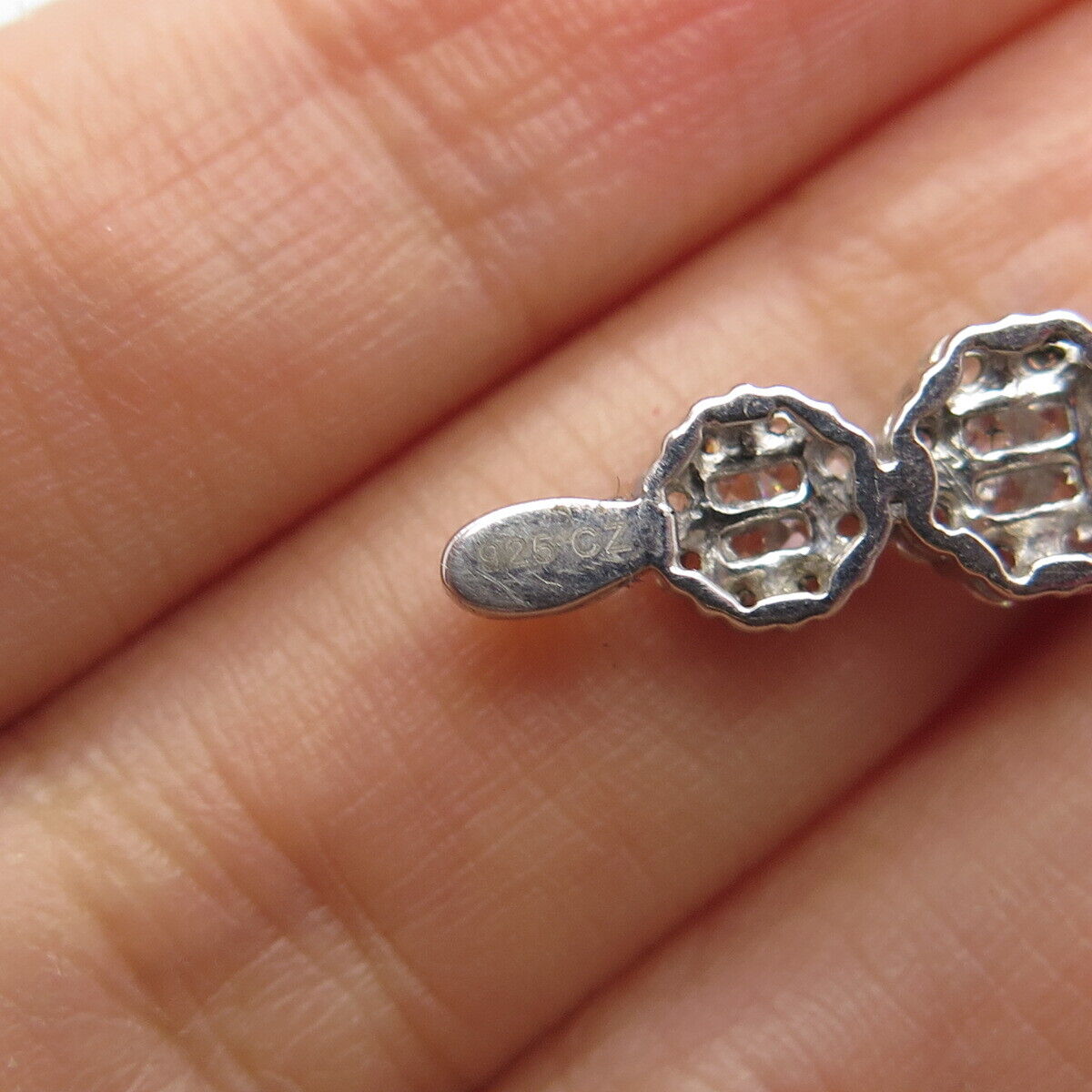 925 Sterling Silver Pave C Z Wand Pendant