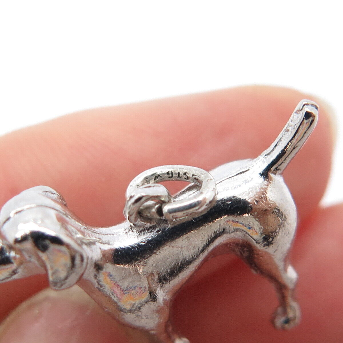 925 Sterling Silver Vintage Dog Charm Pendant