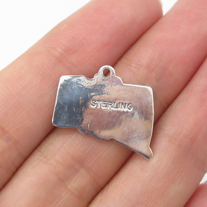 925 Sterling Silver Vintage "Connecticut" State Map Charm Pendant