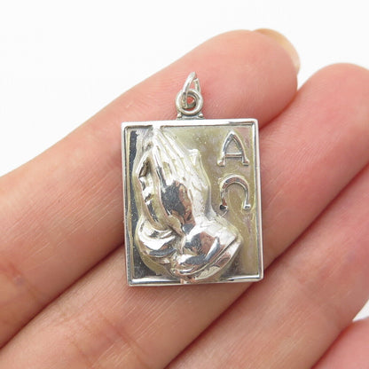 925 Sterling Silver Vintage Hayward Hands in Prayer Religious Charm Pendant
