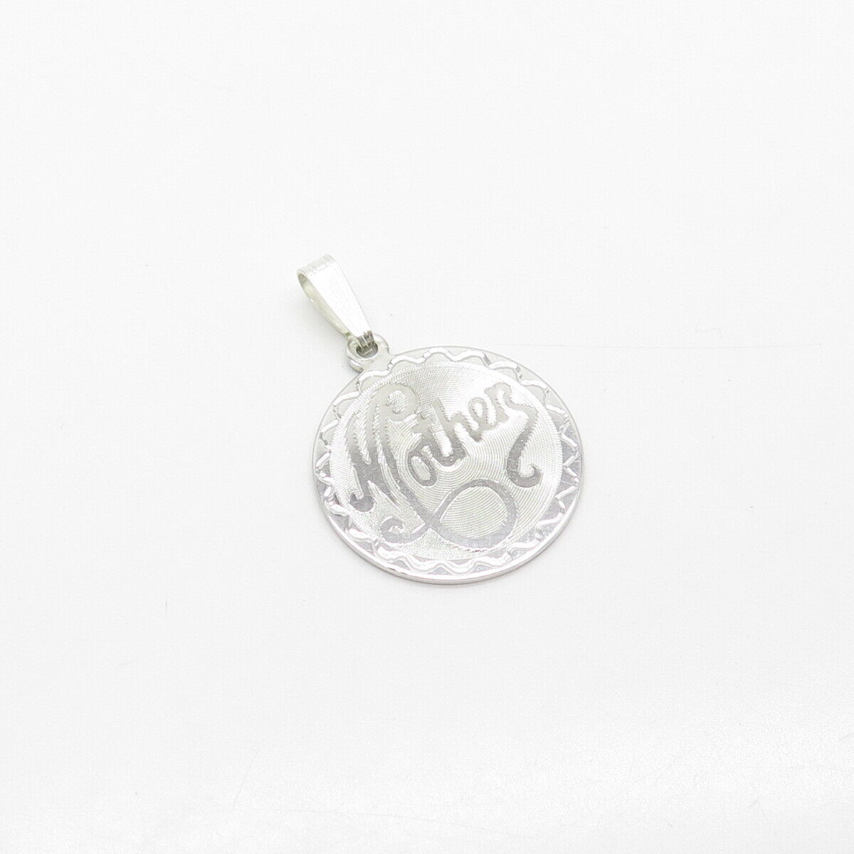 925 Sterling Silver Vintage "Mother" Textured Round Pendant