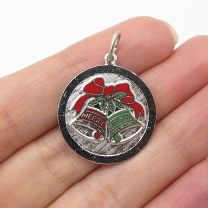 925 Sterling Silver Vintage Griffith & Sons Enamel "Merry Christmas" Pendant