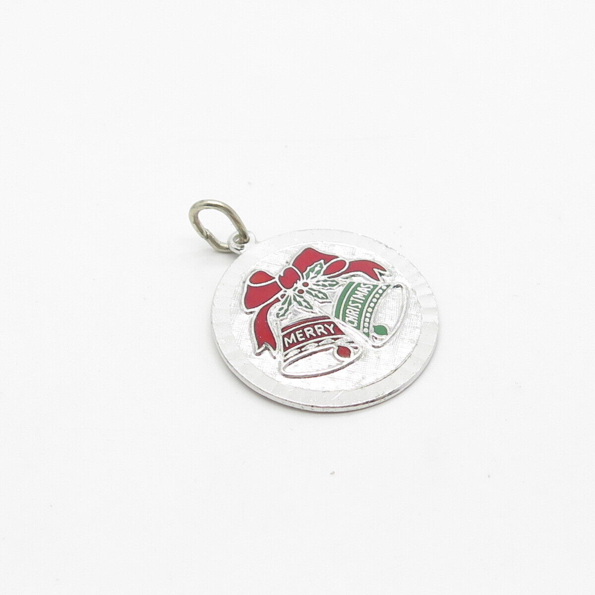 925 Sterling Silver Vintage Griffith & Sons Enamel "Merry Christmas" Pendant