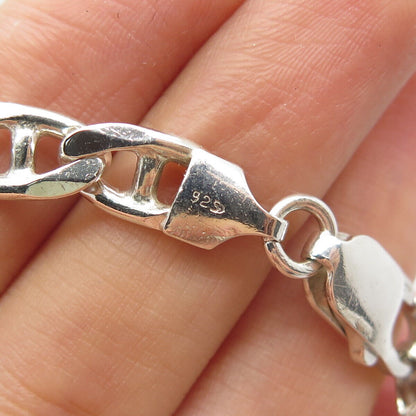 925 Sterling Silver Italy Anchor Mariner Link Bracelet 8"