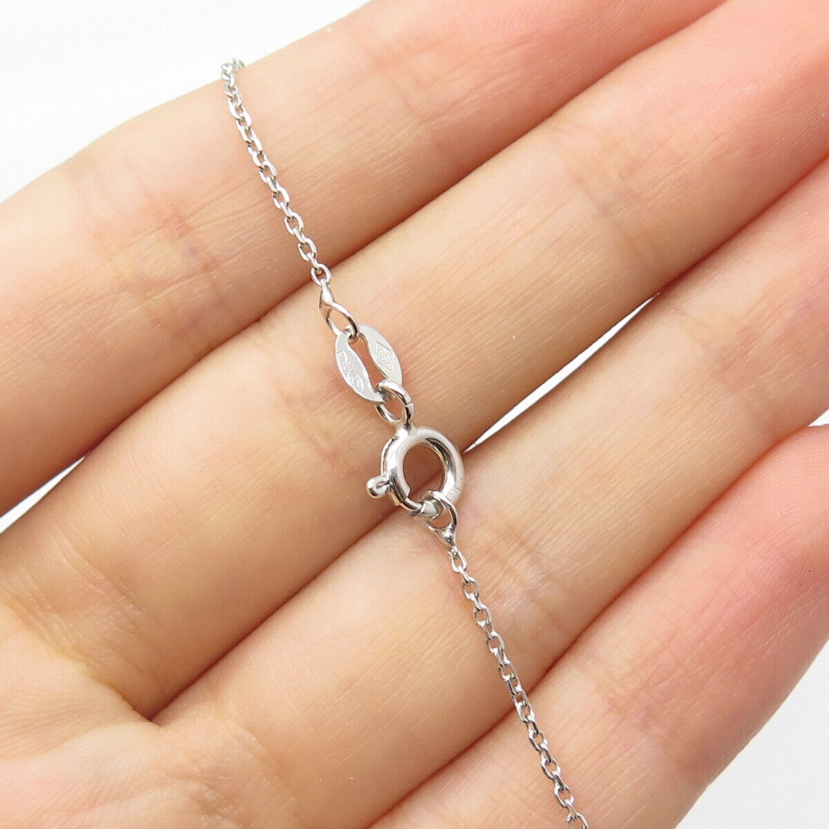 925 Sterling Silver Italy C Z Couple of Hearts Rolo Chain Necklace 24"