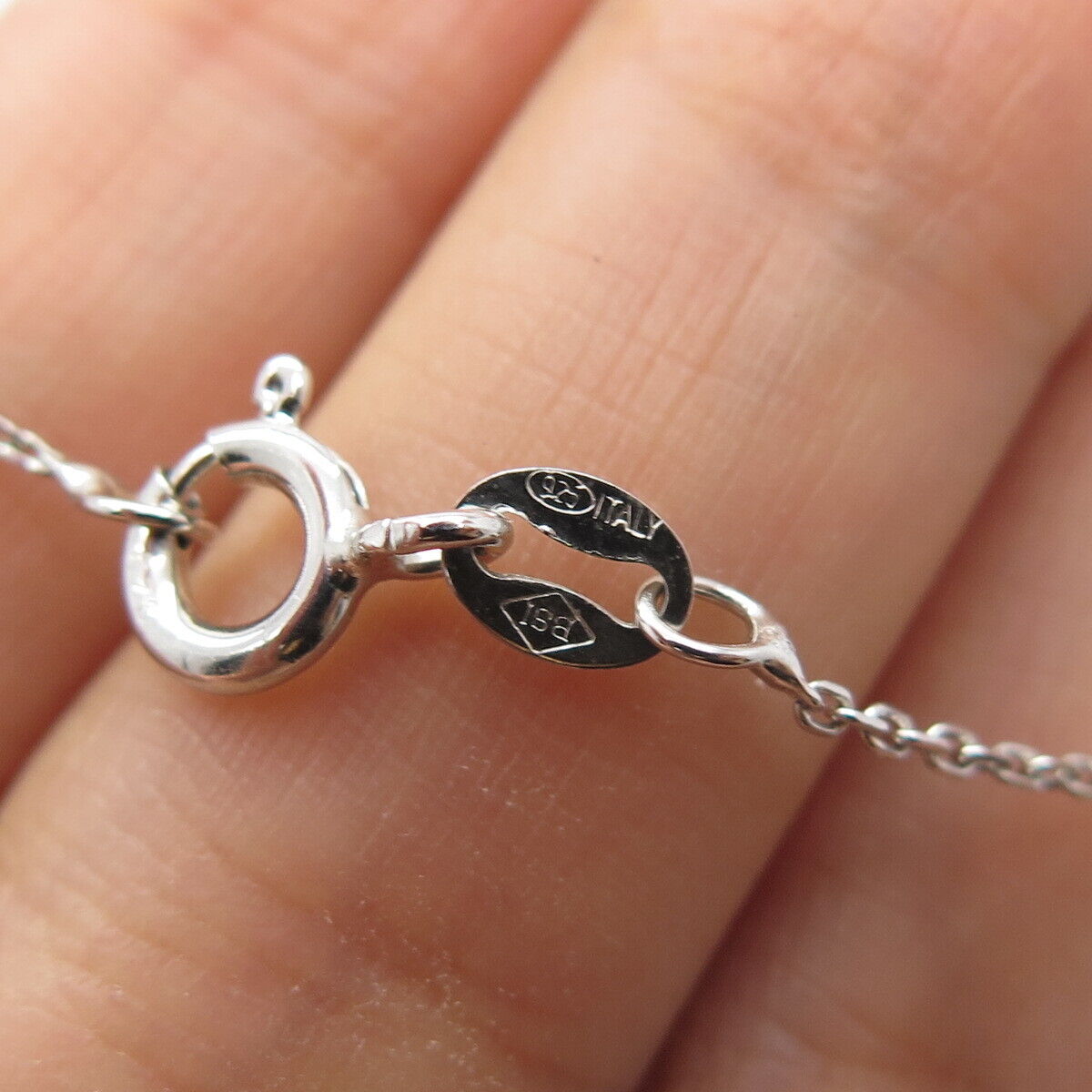 925 Sterling Silver Italy C Z Couple of Hearts Rolo Chain Necklace 24"