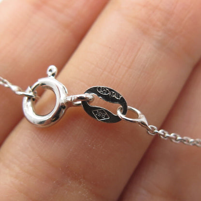 925 Sterling Silver Italy C Z Couple of Hearts Rolo Chain Necklace 24"