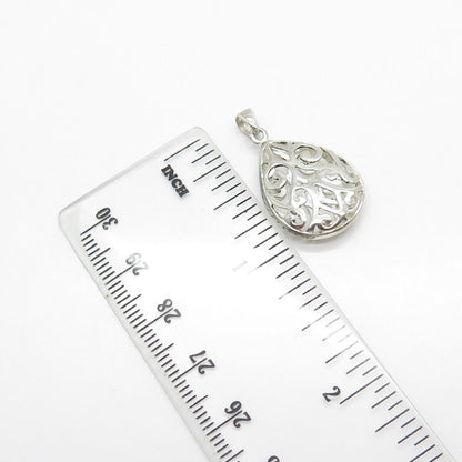 925 Sterling Silver Vintage Ornate Drop Pendant