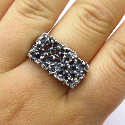 925 Sterling Silver Vintage Modernist Ring Size 8 3/4