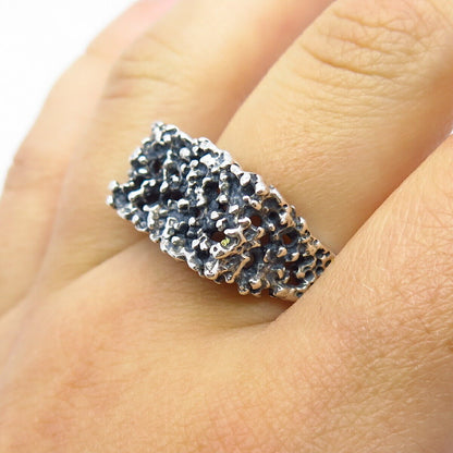 925 Sterling Silver Vintage Modernist Ring Size 8 3/4