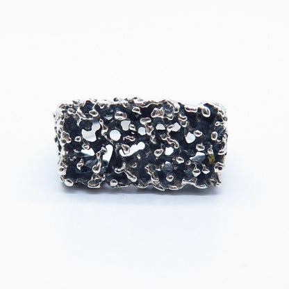 925 Sterling Silver Vintage Modernist Ring Size 8 3/4