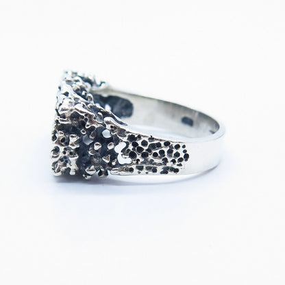 925 Sterling Silver Vintage Modernist Ring Size 8 3/4