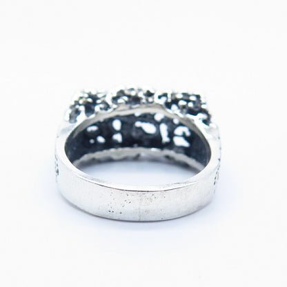 925 Sterling Silver Vintage Modernist Ring Size 8 3/4