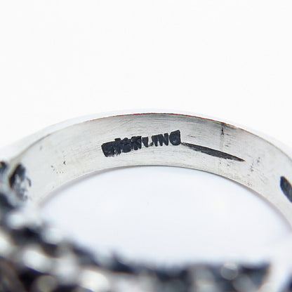 925 Sterling Silver Vintage Modernist Ring Size 8 3/4