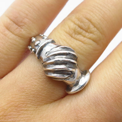925 Sterling Silver Vintage Modernist Ring Size 6 3/4