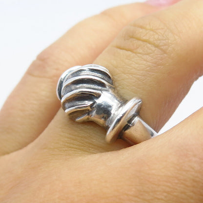 925 Sterling Silver Vintage Modernist Ring Size 6 3/4