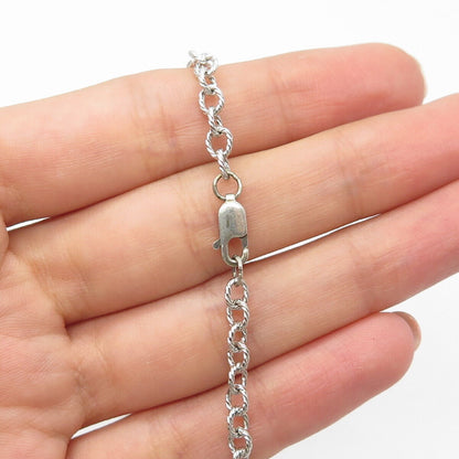 925 Sterling Silver Vintage Real Melanite Gemstone Ball Rolo Chain Necklace 16"