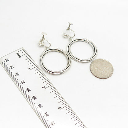 925 Sterling Silver Vintage Triple Circle Screw Back Earrings