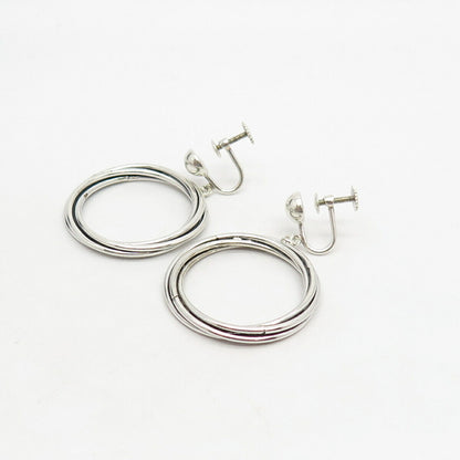 925 Sterling Silver Vintage Triple Circle Screw Back Earrings