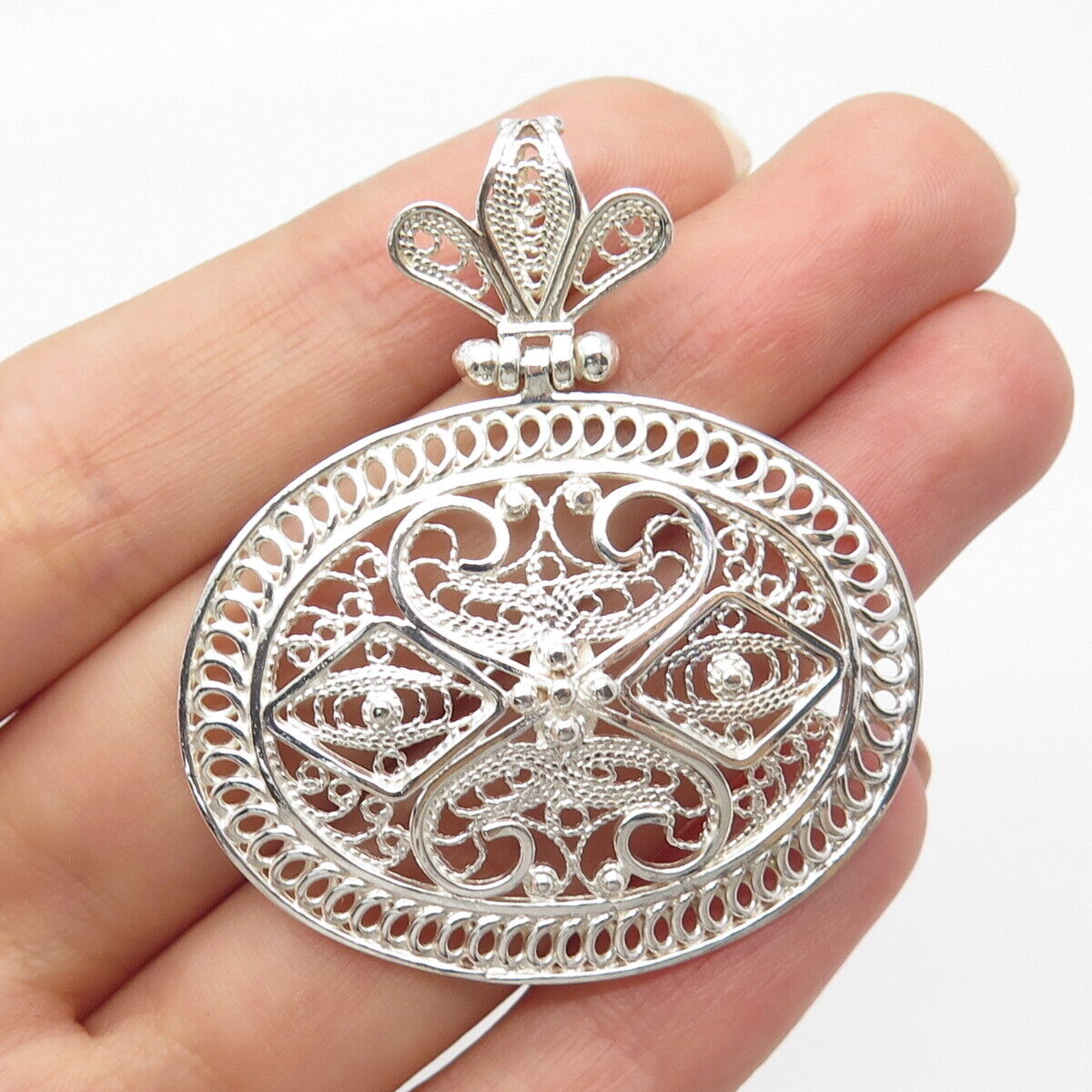 925 Sterling Silver Vintage Turkey Ornate Pendant