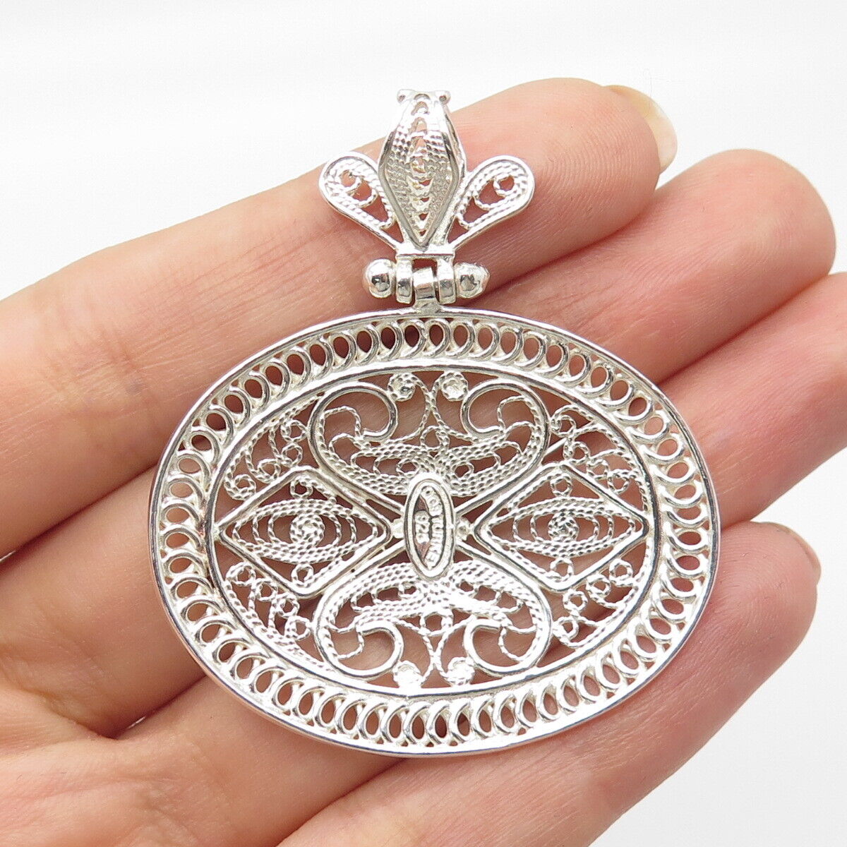 925 Sterling Silver Vintage Turkey Ornate Pendant