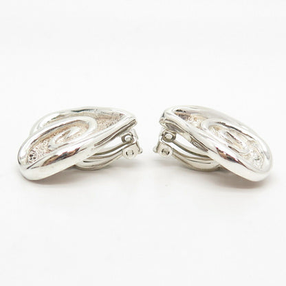 925 Sterling Silver Vintage Mexico Heart Clip On Earrings