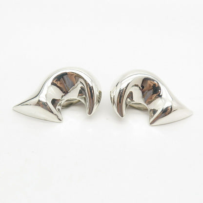 925 Sterling Silver Vintage Mexico Modernist Clip On Earrings