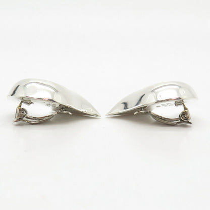 925 Sterling Silver Vintage Mexico Modernist Clip On Earrings