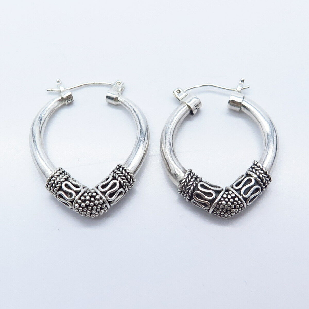 925 Sterling Silver Vintage Eternal Curve Hoop Earrings