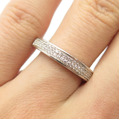 925 Sterling Silver C Z Engagement Band Ring