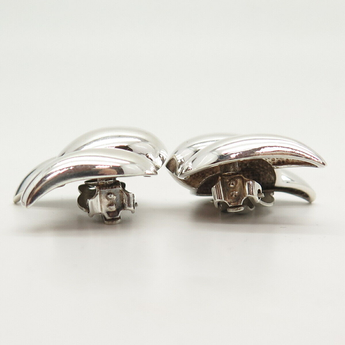 925 Sterling Silver Vintage Krypell Bird Leaf Clip On Earrings