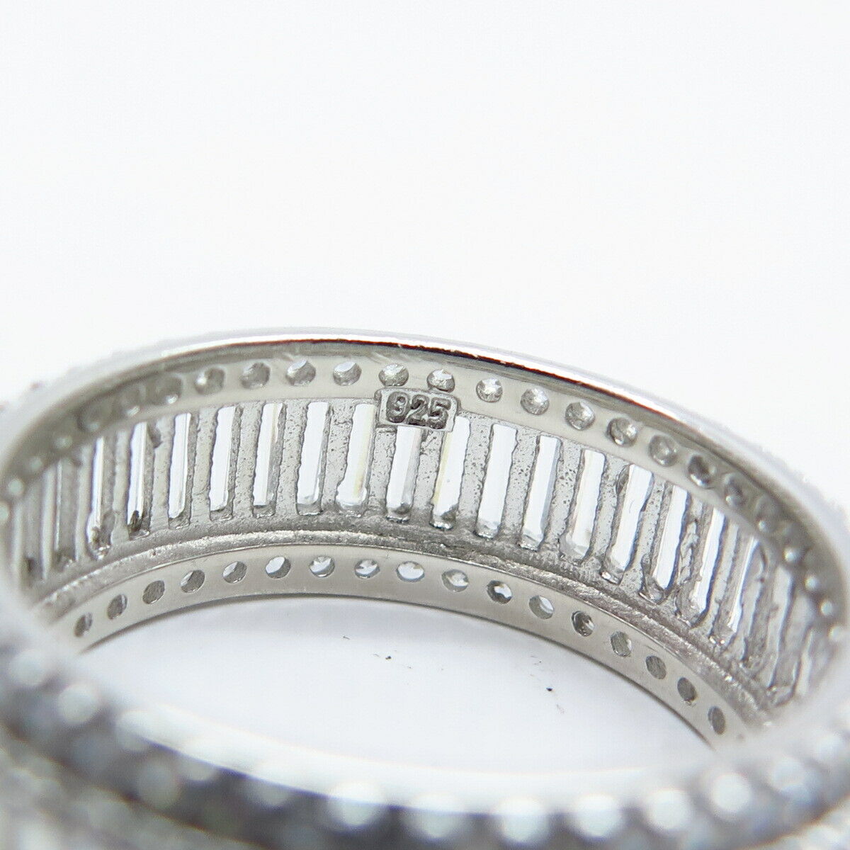 925 Sterling Silver C Z All Around Eternity Band Ring Size 7.25