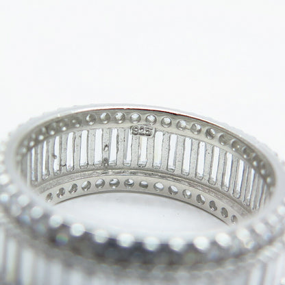 925 Sterling Silver C Z All Around Eternity Band Ring Size 6.5