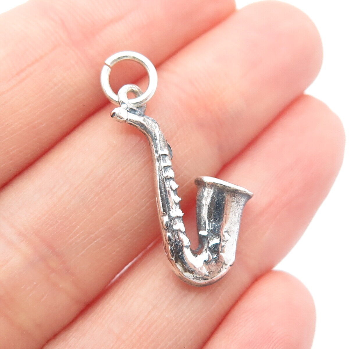 925 Sterling Silver Vintage Saxophone Musical Instrument Pendant