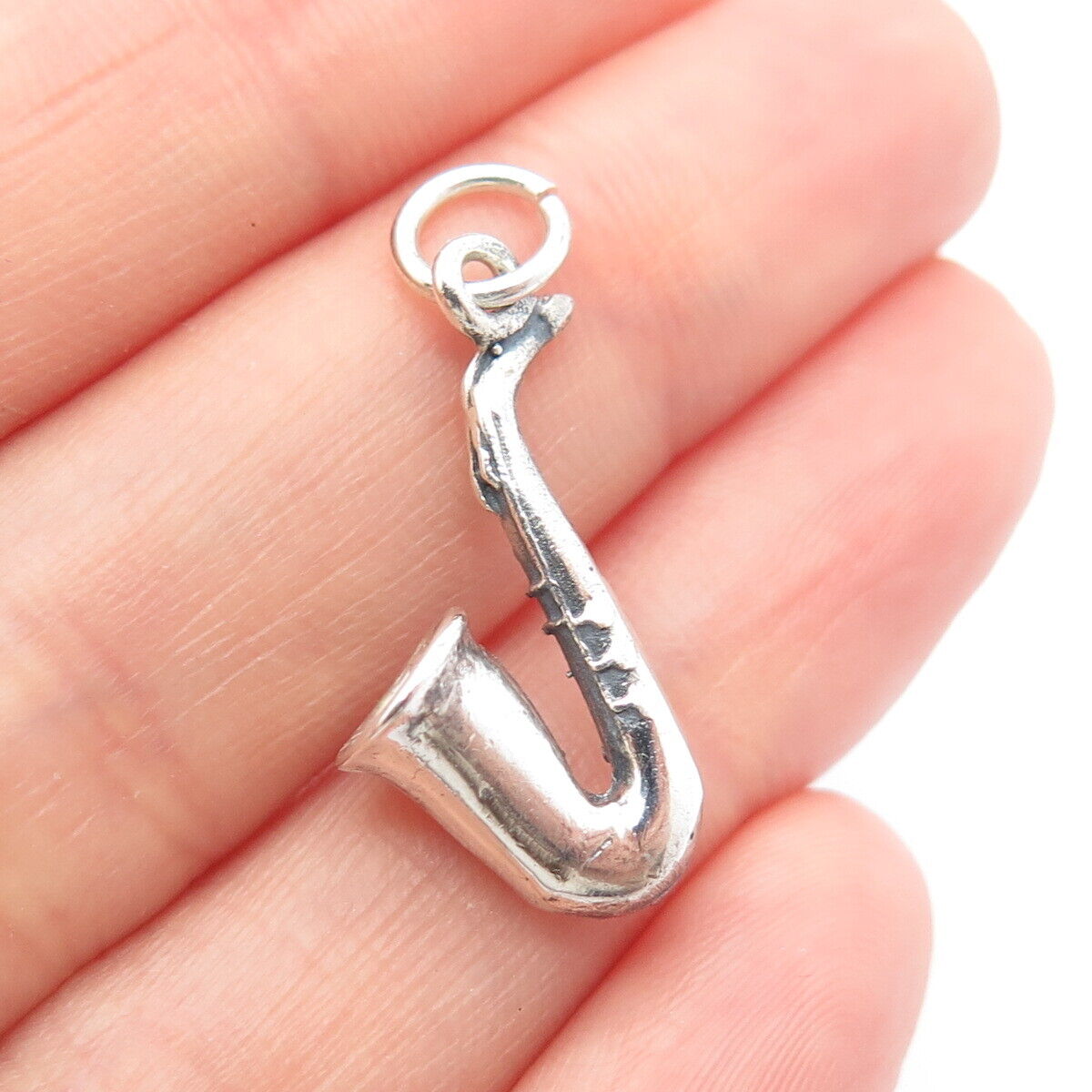 925 Sterling Silver Vintage Saxophone Musical Instrument Pendant