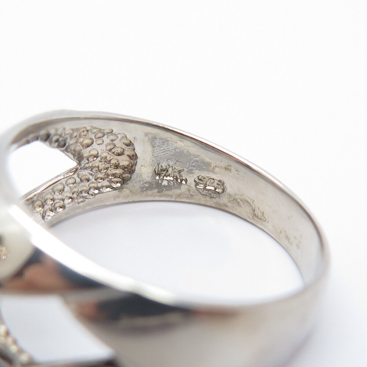 925 Sterling Silver Vintage Real Smoky Quartz Cutout Square Ring Size 9.25