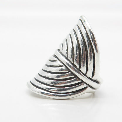 925 Sterling Silver Vintage Striped Modernist Statement Ring Size 8.75